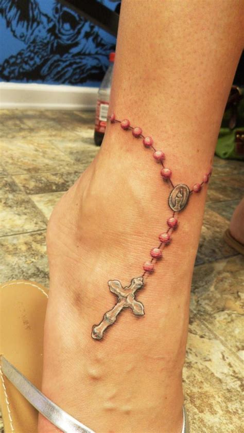 foot tattoos rosary